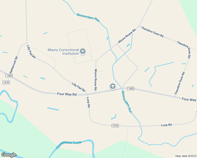 map of restaurants, bars, coffee shops, grocery stores, and more near Moore Rouse Road in Greene County