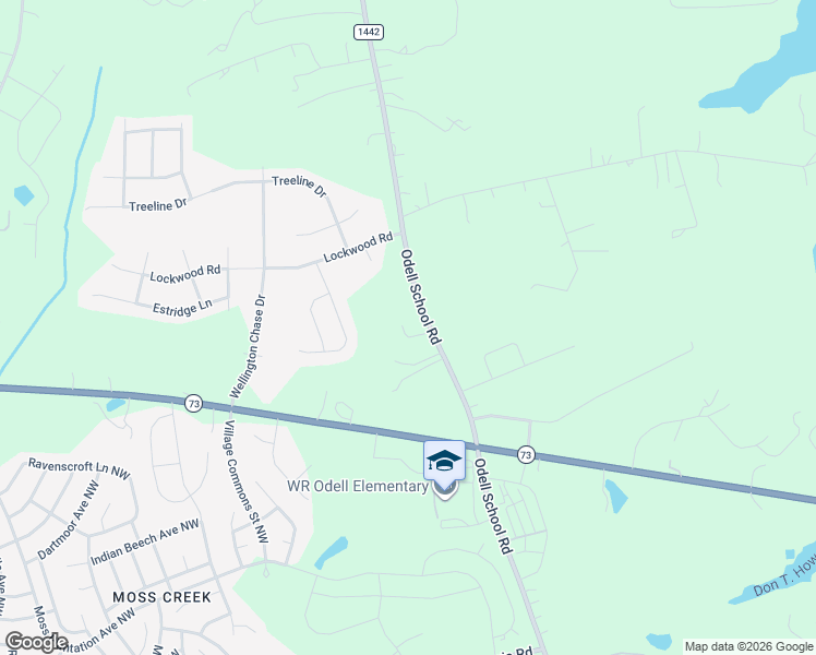 map of restaurants, bars, coffee shops, grocery stores, and more near 2201 Odell School Road in Concord