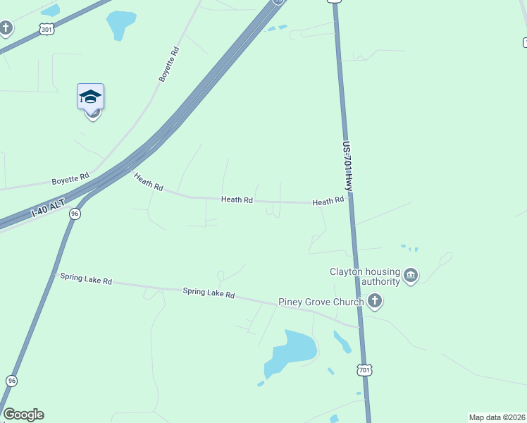 map of restaurants, bars, coffee shops, grocery stores, and more near 277 Heath Road in Four Oaks