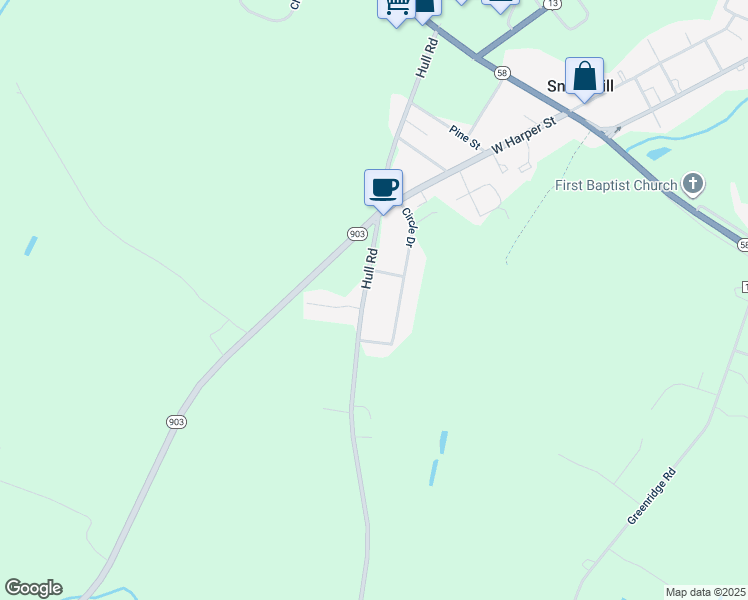 map of restaurants, bars, coffee shops, grocery stores, and more near 1008 Hull Road in Snow Hill