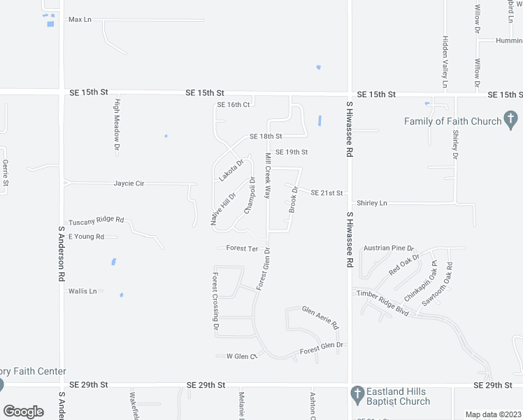 map of restaurants, bars, coffee shops, grocery stores, and more near 2209 Mill Creek Way in Choctaw