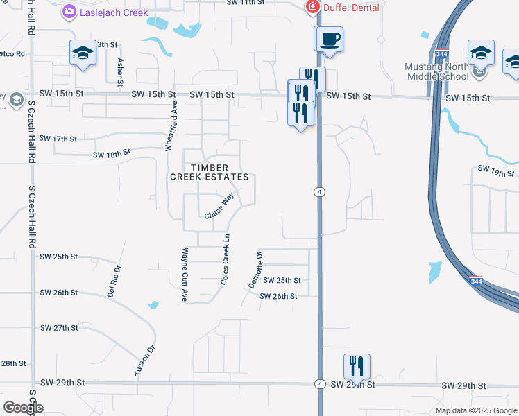 map of restaurants, bars, coffee shops, grocery stores, and more near 2256 Timber Crossing in Yukon