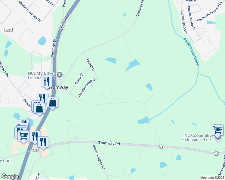 map of restaurants, bars, coffee shops, grocery stores, and more near 170 Vega Loop in Sanford