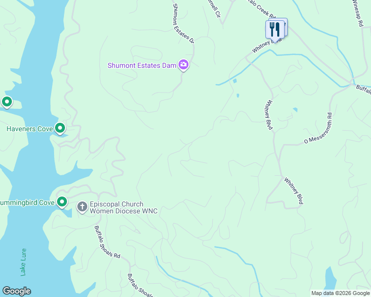 map of restaurants, bars, coffee shops, grocery stores, and more near 352 Kincaid Drive in Lake Lure