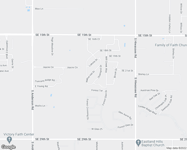 map of restaurants, bars, coffee shops, grocery stores, and more near 12494 Native Hill Drive in Choctaw