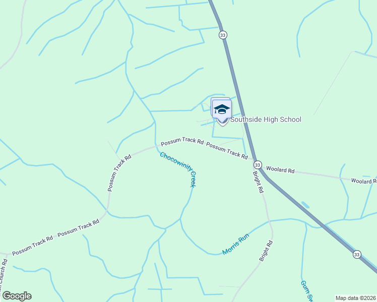map of restaurants, bars, coffee shops, grocery stores, and more near 4073 Possum Track Road in Chocowinity