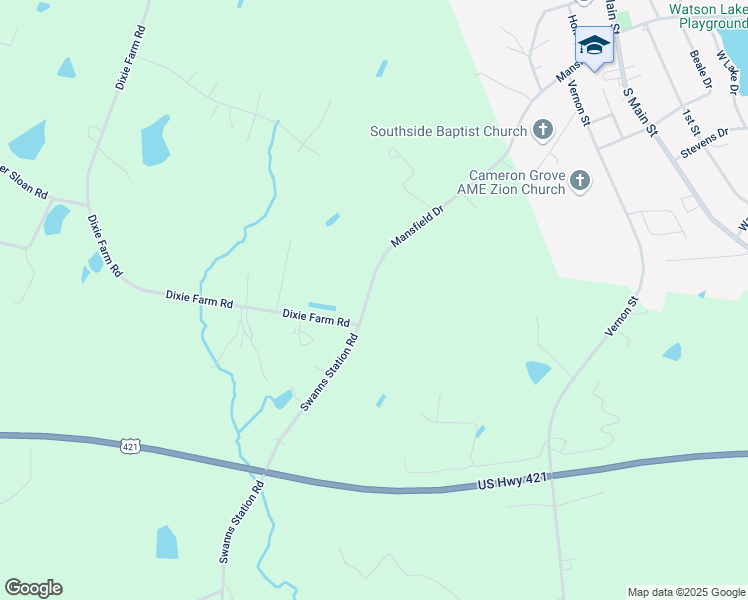 map of restaurants, bars, coffee shops, grocery stores, and more near 873 Swanns Station Road in Sanford