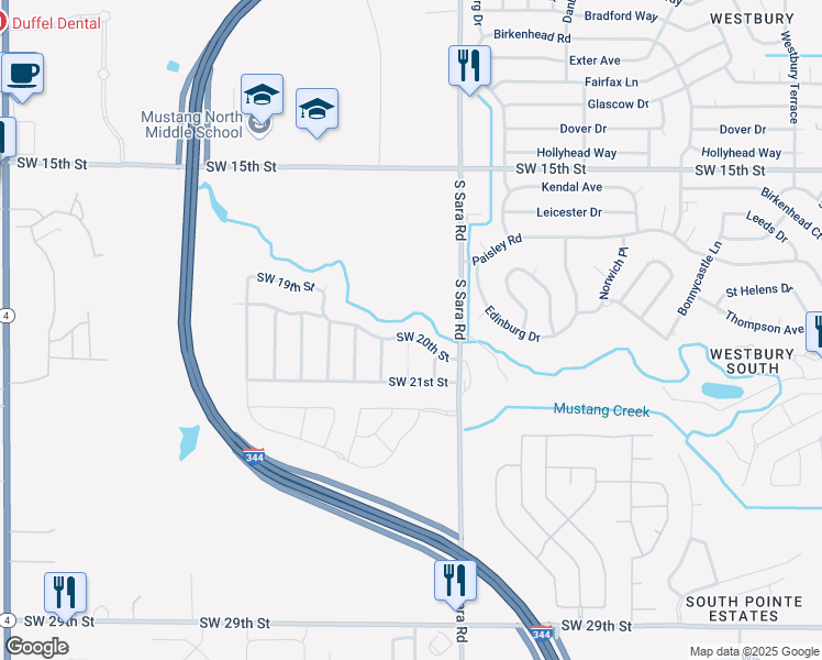 map of restaurants, bars, coffee shops, grocery stores, and more near 10625 Southwest 20th Street in Yukon