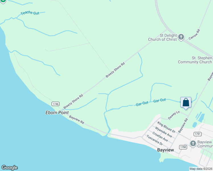 map of restaurants, bars, coffee shops, grocery stores, and more near Breezy Shore Road in Bath