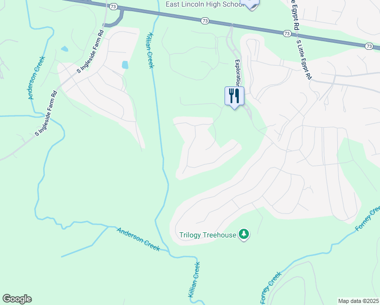 map of restaurants, bars, coffee shops, grocery stores, and more near 151 Chimney Rock Court in Stanley