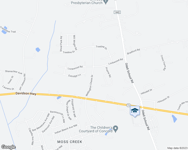 map of restaurants, bars, coffee shops, grocery stores, and more near 2400 Wellington Chase Drive in Concord
