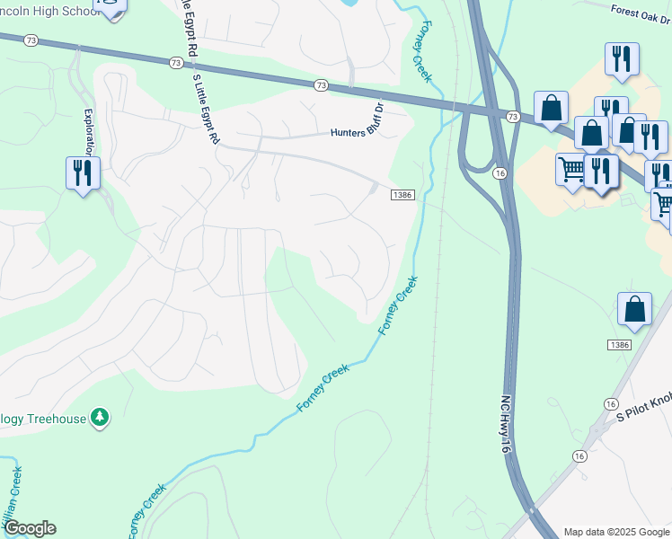 map of restaurants, bars, coffee shops, grocery stores, and more near 483 Fox Ridge Court in Stanley