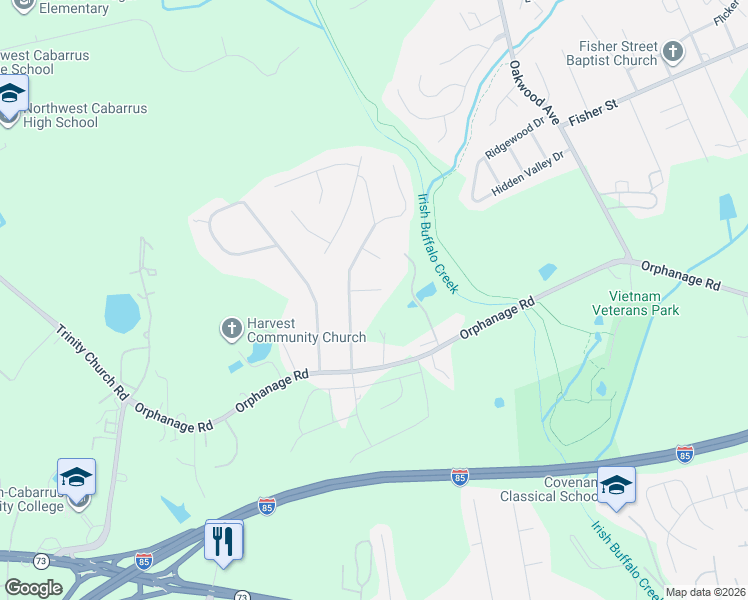 map of restaurants, bars, coffee shops, grocery stores, and more near 2118 Applegate Drive in Concord
