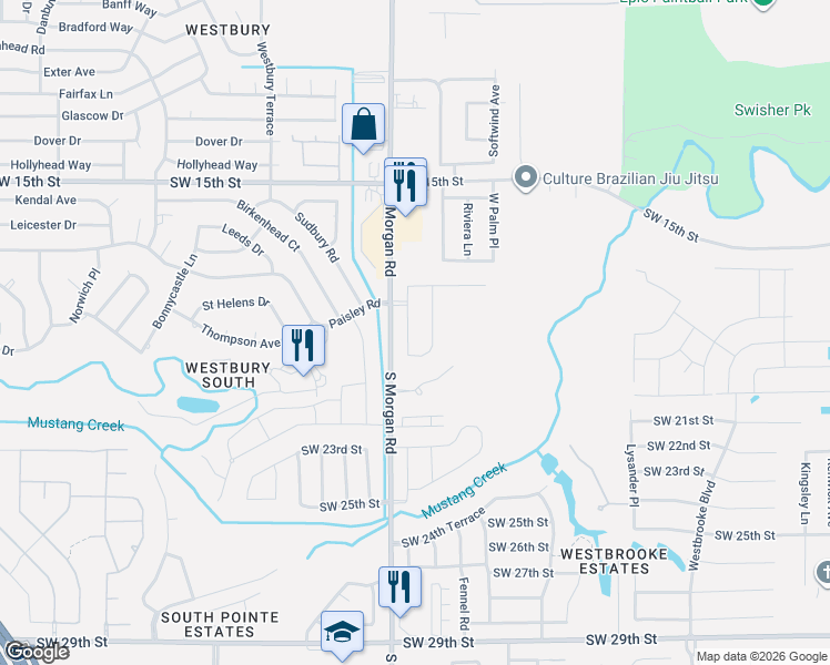 map of restaurants, bars, coffee shops, grocery stores, and more near 2001 Breakers West Boulevard in Oklahoma City