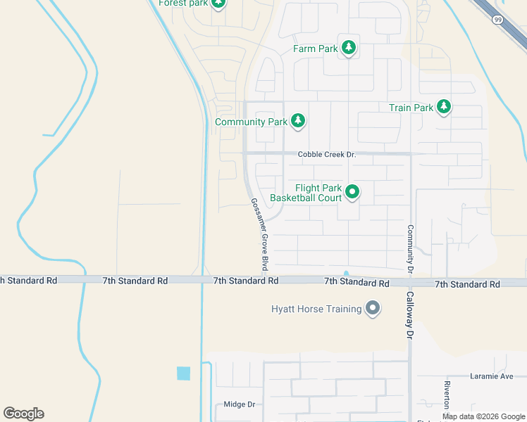 map of restaurants, bars, coffee shops, grocery stores, and more near 3825 Evergreen Village Lane in Bakersfield