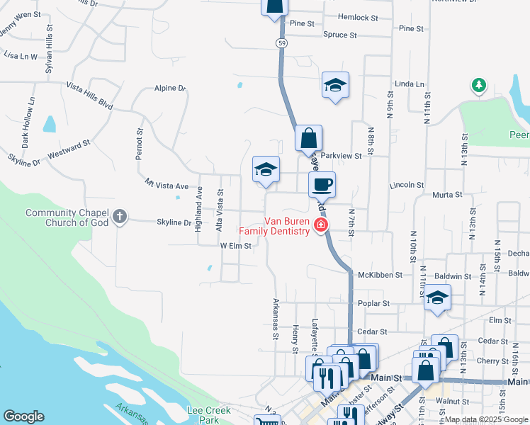 map of restaurants, bars, coffee shops, grocery stores, and more near 298 Prospect Street in Van Buren