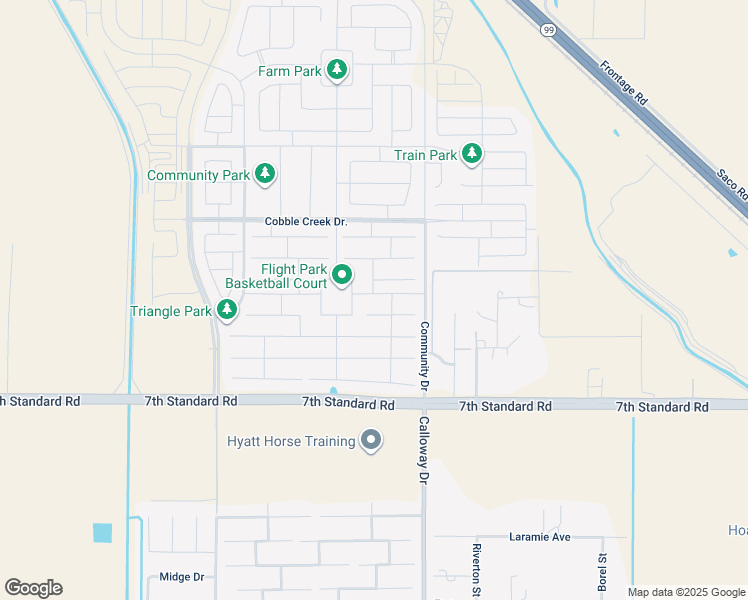 map of restaurants, bars, coffee shops, grocery stores, and more near 9415 Flowertree Drive in Bakersfield