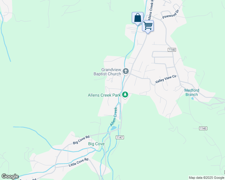 map of restaurants, bars, coffee shops, grocery stores, and more near 36 Indian Trail Loop in Waynesville