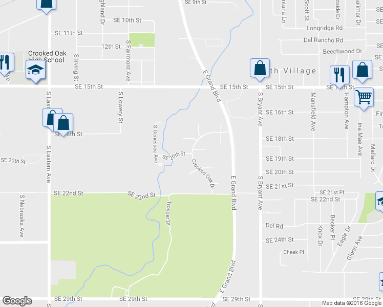 map of restaurants, bars, coffee shops, grocery stores, and more near 2798 Southeast 20th Street in Oklahoma City
