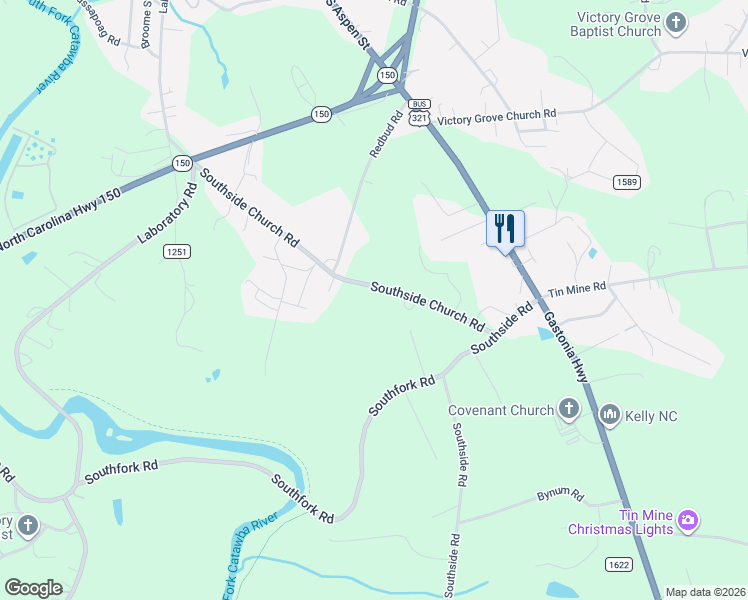 map of restaurants, bars, coffee shops, grocery stores, and more near 375 Southside Church Road in Lincolnton