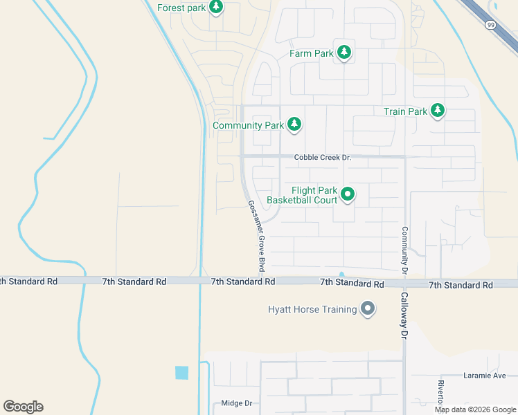 map of restaurants, bars, coffee shops, grocery stores, and more near 3825 Evergreen Village Lane in Bakersfield