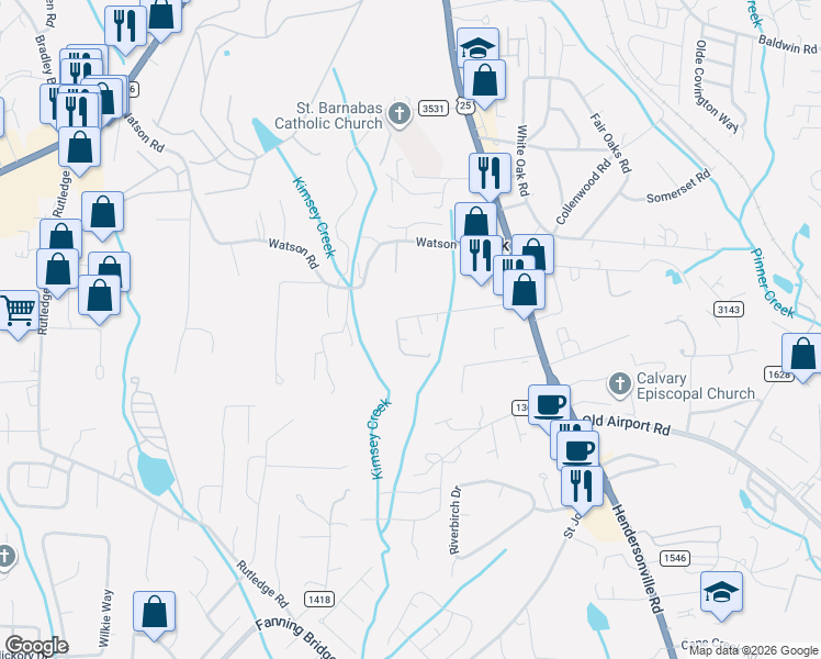 map of restaurants, bars, coffee shops, grocery stores, and more near 79 Edgewood Drive in Buncombe County