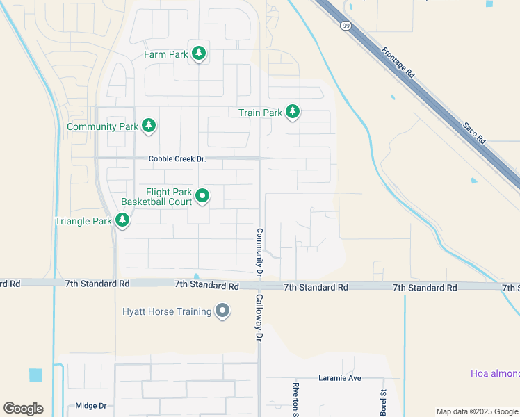 map of restaurants, bars, coffee shops, grocery stores, and more near Community Drive in Bakersfield