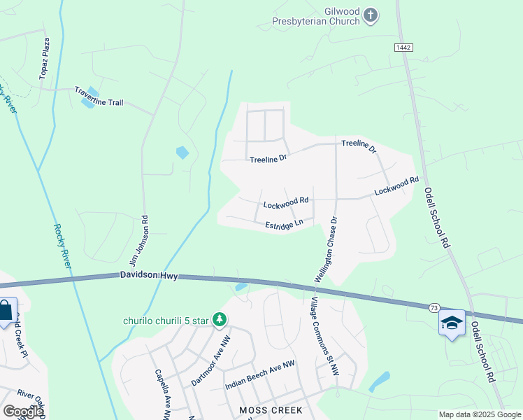 map of restaurants, bars, coffee shops, grocery stores, and more near 9623 Lockwood Road in Concord
