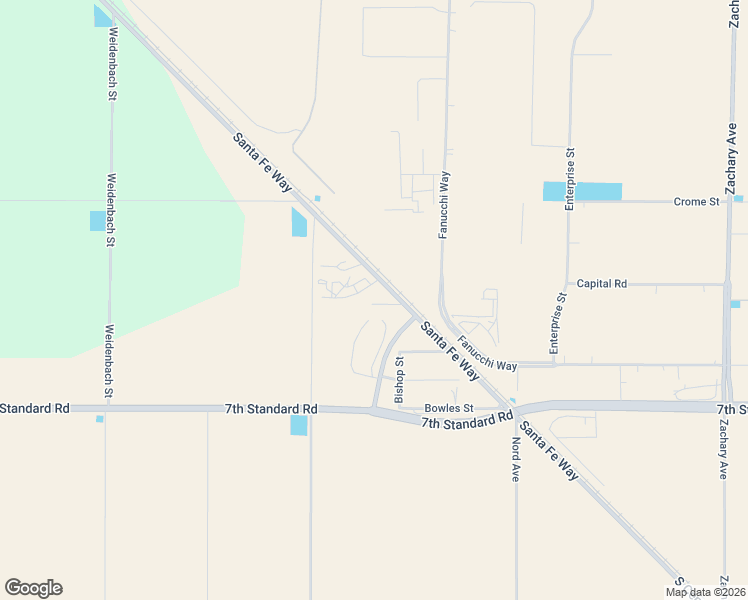 map of restaurants, bars, coffee shops, grocery stores, and more near 32131 Roxy Lane in Shafter