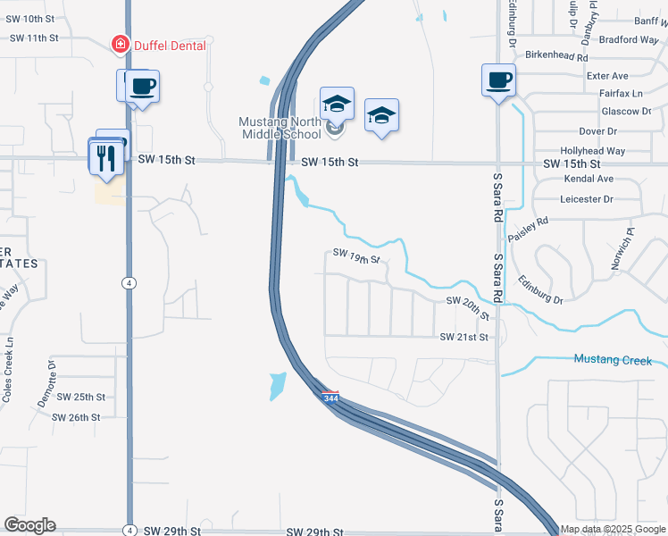 map of restaurants, bars, coffee shops, grocery stores, and more near 10925 Southwest 20th Street in Yukon