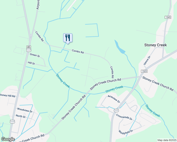map of restaurants, bars, coffee shops, grocery stores, and more near 302 Bunning Drive in Goldsboro