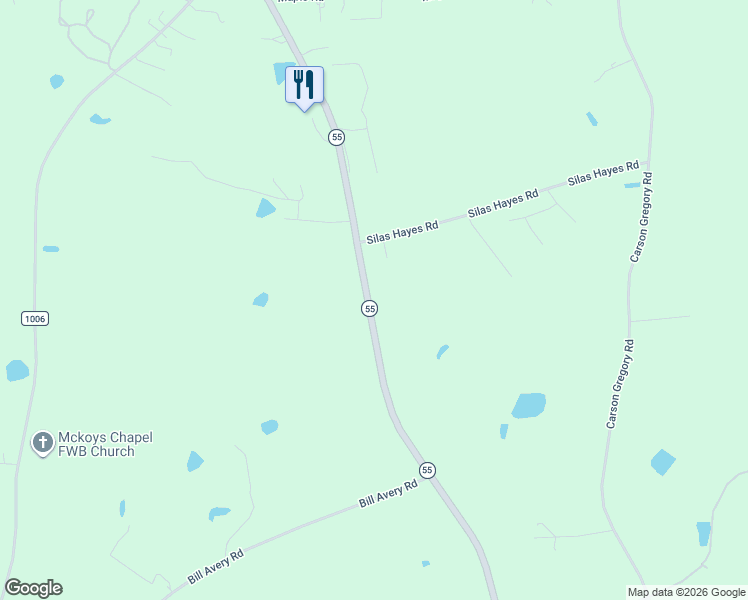 map of restaurants, bars, coffee shops, grocery stores, and more near 2127-2129 Highway 55 in Coats