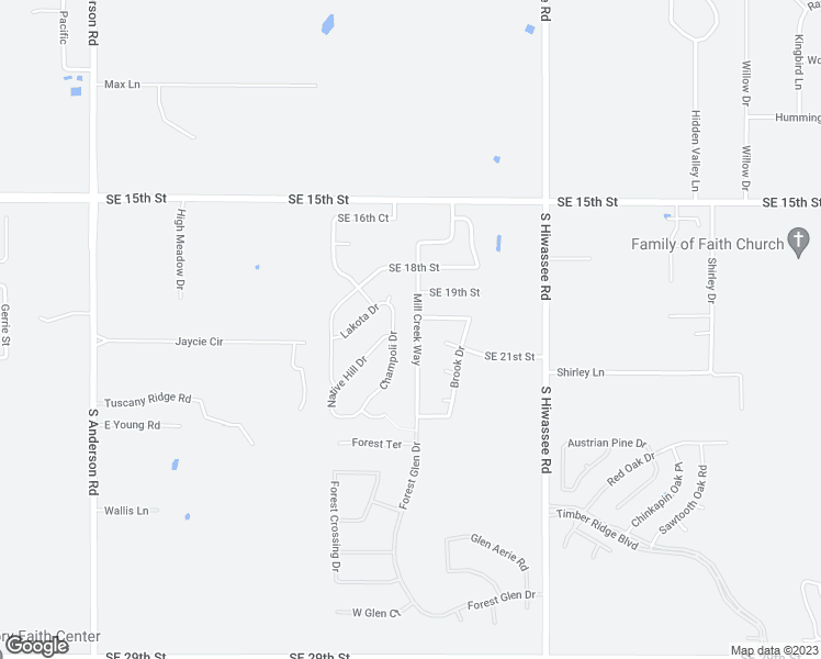 map of restaurants, bars, coffee shops, grocery stores, and more near 2101 Mill Creek Way in Choctaw