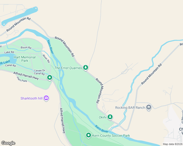 map of restaurants, bars, coffee shops, grocery stores, and more near 13112 Round Mountain Road in Bakersfield