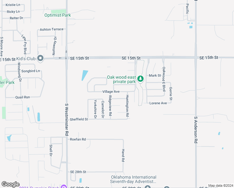 map of restaurants, bars, coffee shops, grocery stores, and more near 11516 Village Avenue in Midwest City