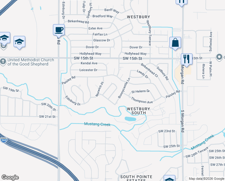map of restaurants, bars, coffee shops, grocery stores, and more near 2104 Bentham Place in Yukon