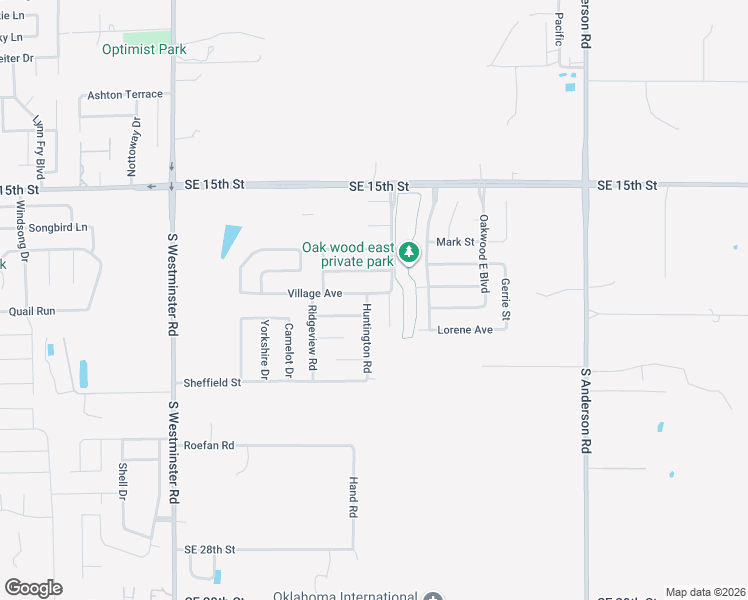 map of restaurants, bars, coffee shops, grocery stores, and more near 2006 Huntington Road in Midwest City