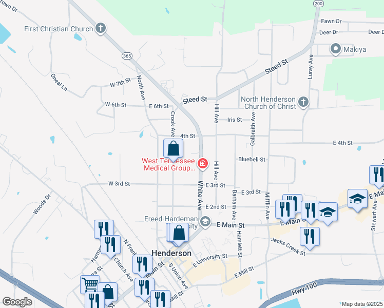 map of restaurants, bars, coffee shops, grocery stores, and more near 473 White Avenue in Henderson