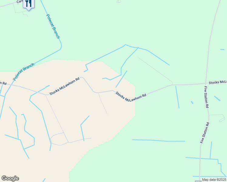 map of restaurants, bars, coffee shops, grocery stores, and more near Stocks McLawhorn Road in Greene County