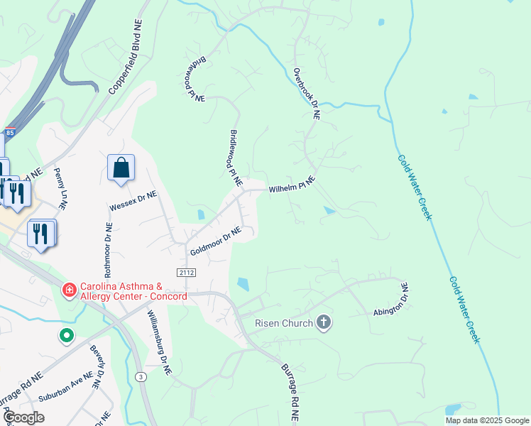map of restaurants, bars, coffee shops, grocery stores, and more near 660 Wilhelm Place Northeast in Concord