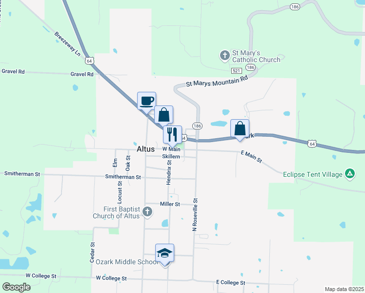 map of restaurants, bars, coffee shops, grocery stores, and more near in Altus