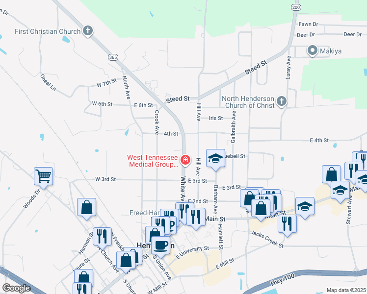 map of restaurants, bars, coffee shops, grocery stores, and more near 473 White Avenue in Henderson
