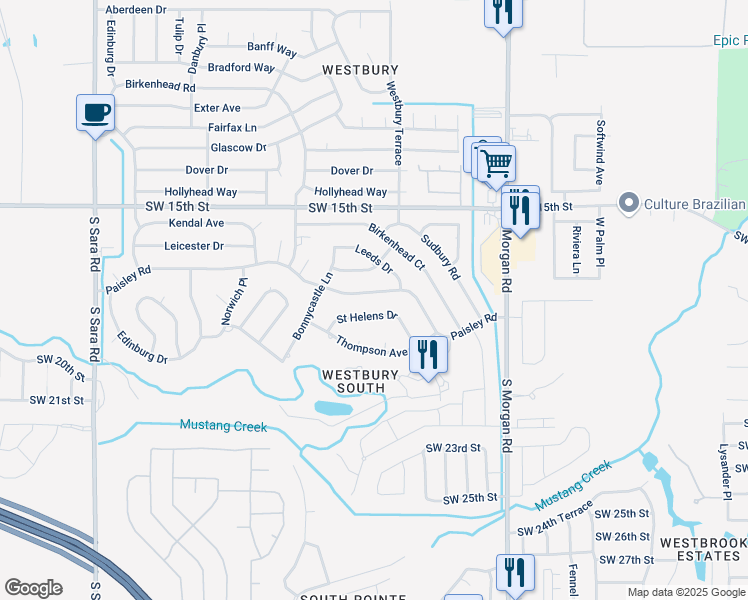 map of restaurants, bars, coffee shops, grocery stores, and more near 10020 Paisley Rd in Yukon