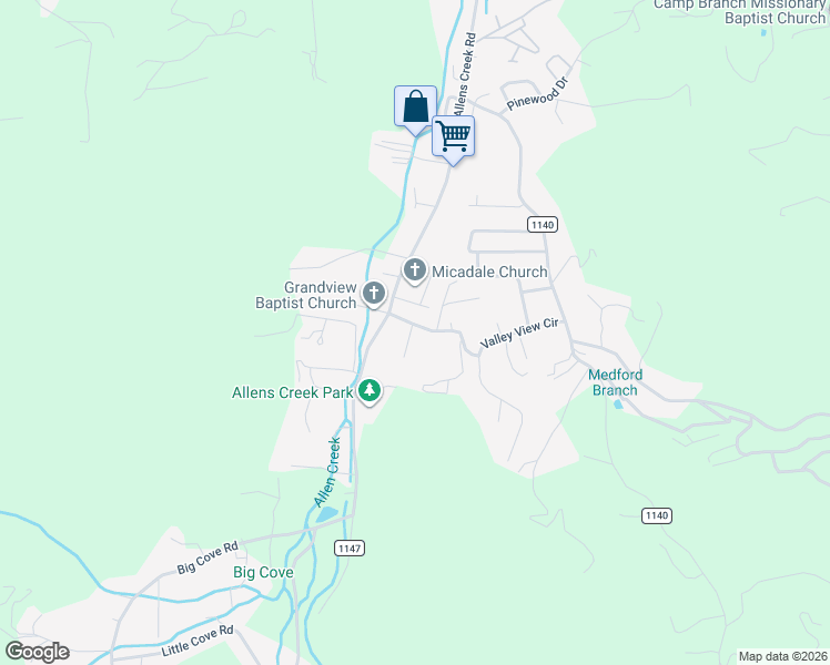 map of restaurants, bars, coffee shops, grocery stores, and more near 66 Valley View Circle in Waynesville