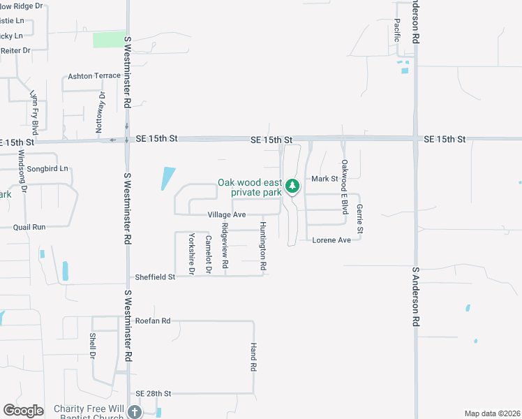 map of restaurants, bars, coffee shops, grocery stores, and more near 11537 Village Avenue in Midwest City