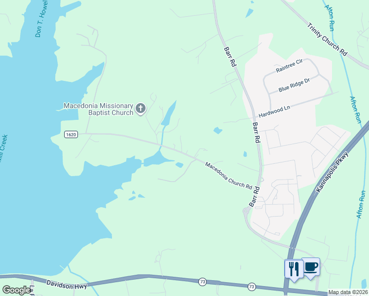map of restaurants, bars, coffee shops, grocery stores, and more near 6602 Macedonia Church Road in Concord