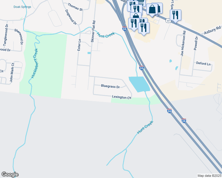 map of restaurants, bars, coffee shops, grocery stores, and more near 144 Bluegrass Drive in Manchester