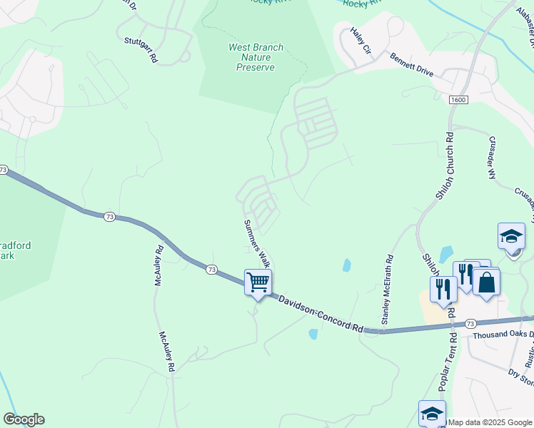 map of restaurants, bars, coffee shops, grocery stores, and more near 15924 Rose Glenn Lane in Davidson