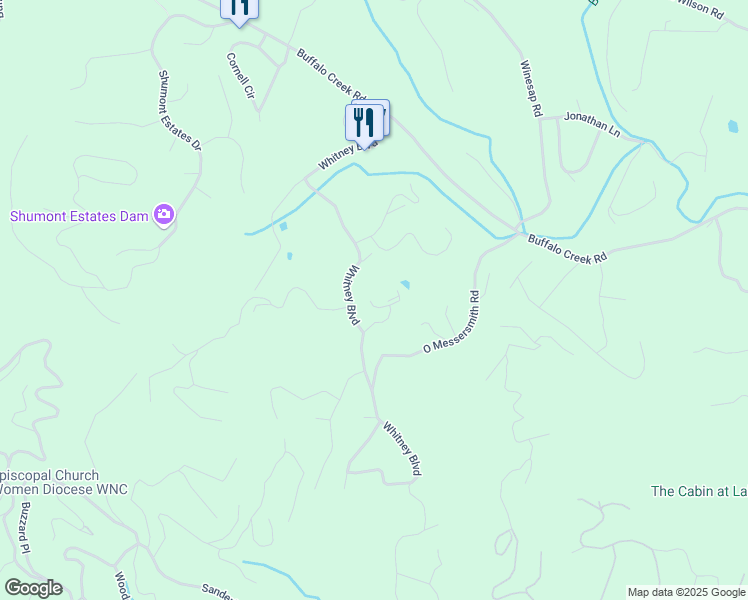 map of restaurants, bars, coffee shops, grocery stores, and more near 124 Bent Creek Court in Lake Lure