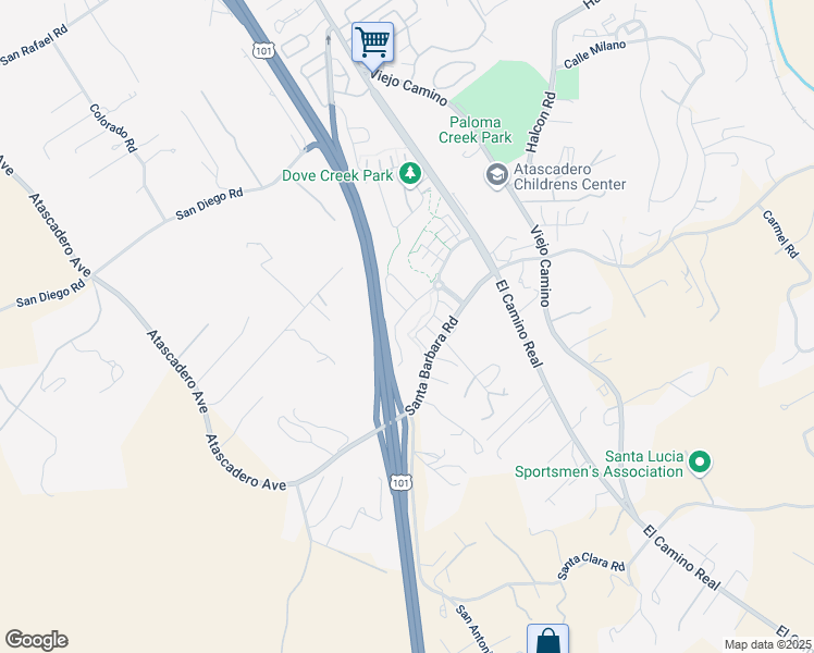 map of restaurants, bars, coffee shops, grocery stores, and more near 11700 El Camino Real in Atascadero